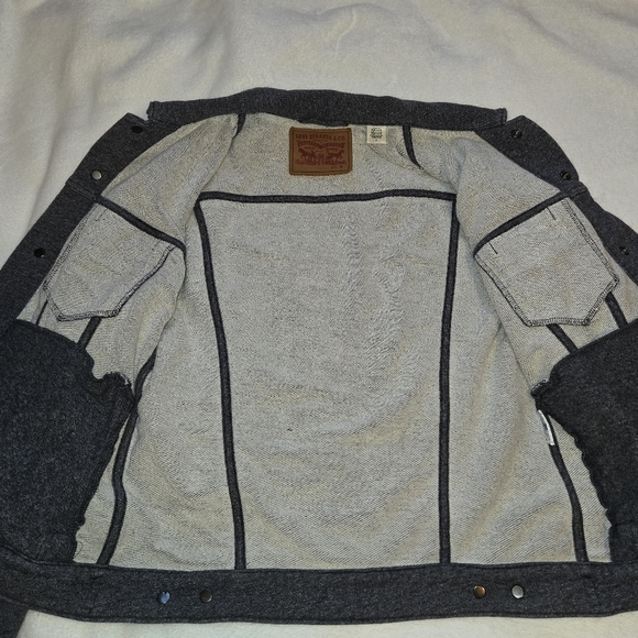 Levi's Trucker Jacket Dark Gray French Terry Men's Medium - Picture 9 of 13